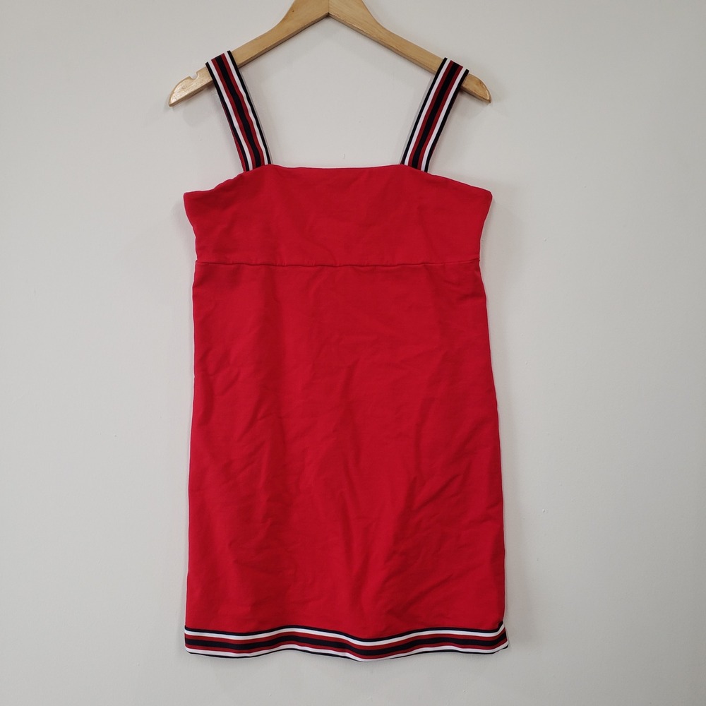 Tommy Hilfiger‎ Mini Dress Womens Medium Red Striped Straps Sporty Cut Out Back